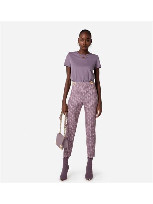 Straight crepe trousers with logo print ELISABETTA FRANCHI | PA00636E2.GJ7